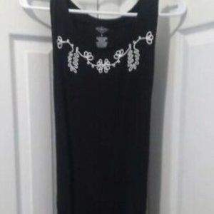 Black Maxi Tank Dress With White Embroidery Size S New Without Tags
